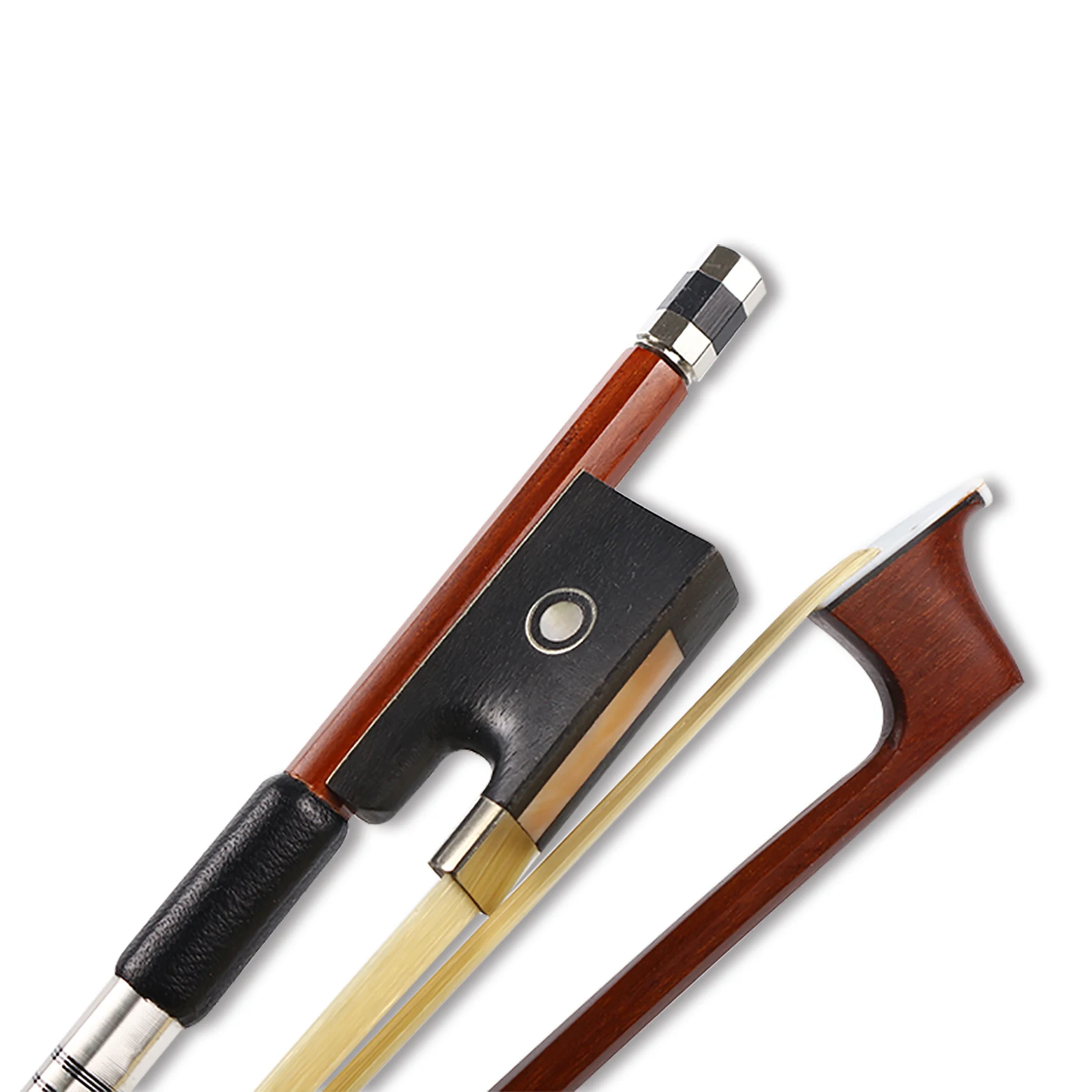 

4/4 Full Size Violin Bow ilver Silk Brazilwood Ebony Frog Bows Hair Black Leather Eyes Straight Balance