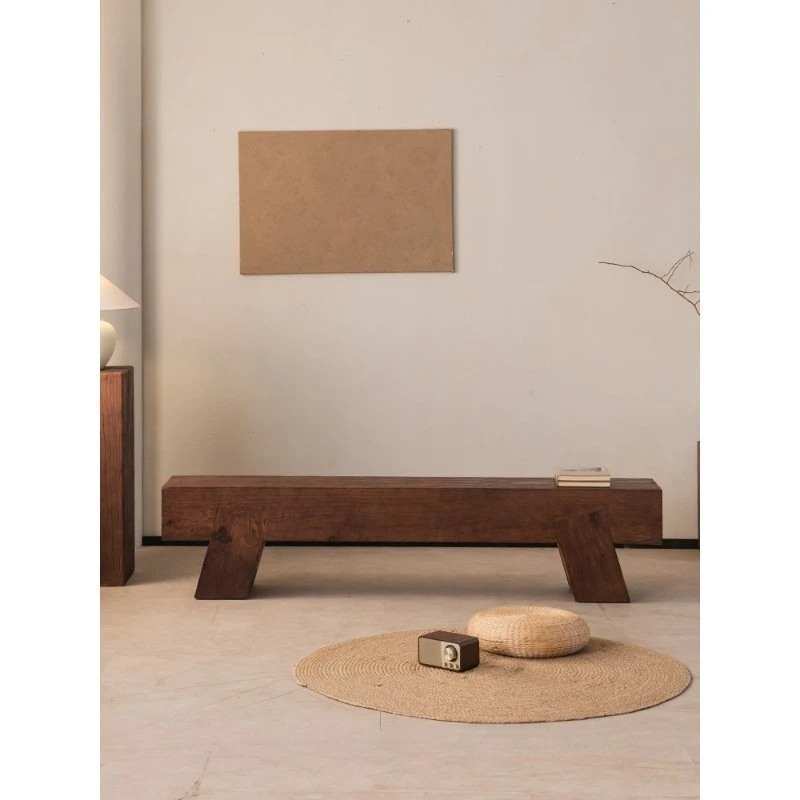 Solid wood bench medieval wabi-sabi wind, display props bench shoe changing stool