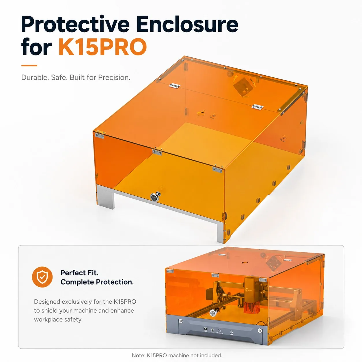 Carverall K15PRO – Boîtier de protection laser pour graveur laser à cadre ouvert, écran de sécurité pour le contrôle de la fumée, gravure en intérieur, espace de travail plus propre, compatible caméra et purificateur