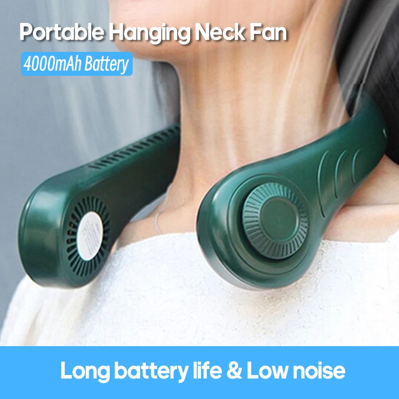 

New Mini Neck Fan Portable Bladeless Hanging Neck 4000mAh Rechargeable Air Cooler 3 Speed Mini Summer Sports Fan