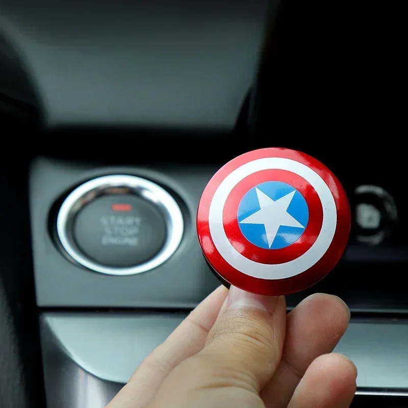 Anime Captain America Iron Man car one-touch start switch button protective cover sticker Marvel car decoration toy