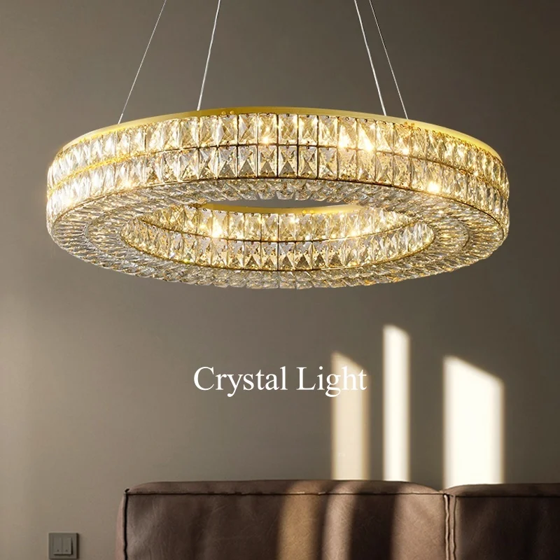 

Modern Square Crystal Ceiling Chandelier for Living Room Columnar Crystal Hanging Pendant Lamp Staircase Cristal Dining Room