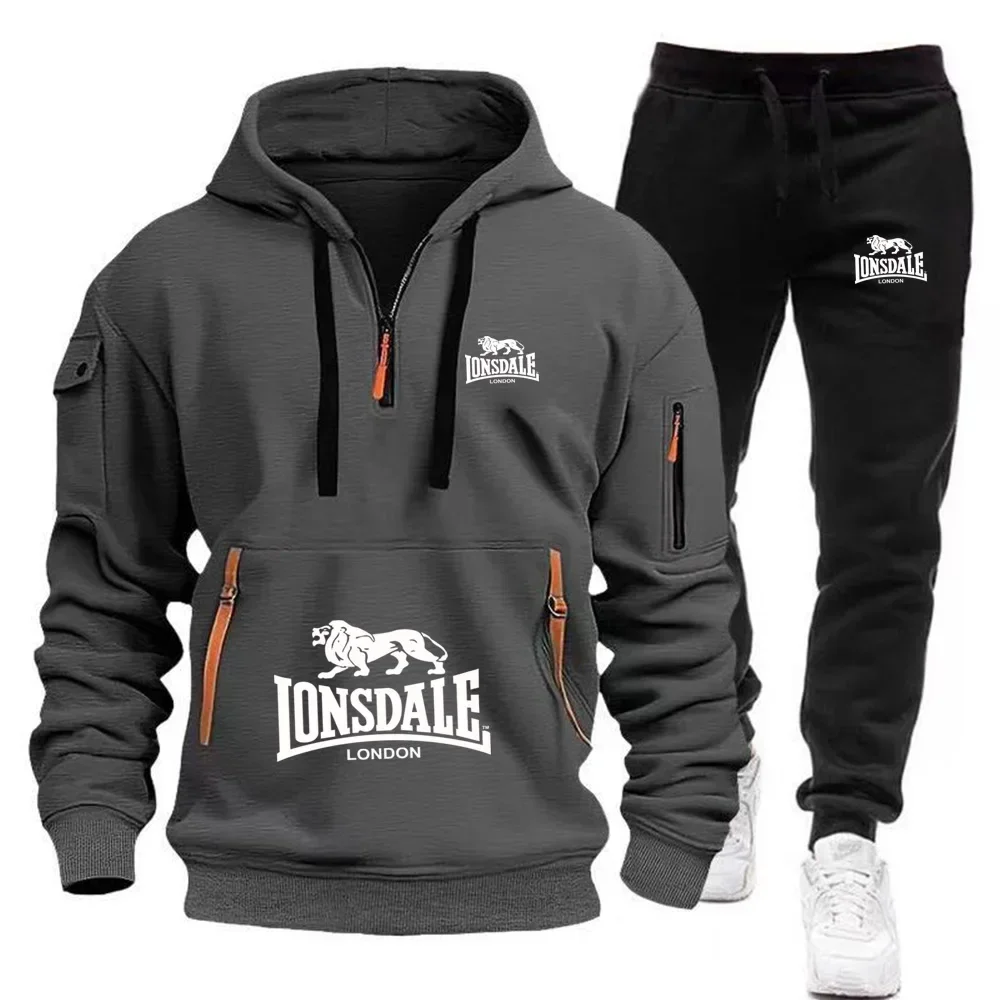 

Men's Outdoor Fashionable Jogging Set, Loose and Warm Two-piece Set, Autumn and Winter Casual Sweatshirt and Sport Pants