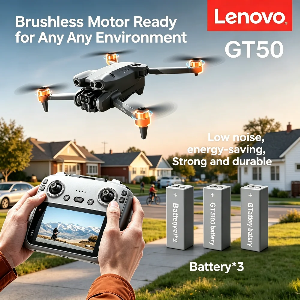 레노버 GT50 드론 GPS 원격 제어 접이식 8KHD 듀얼 카메라 5G WIFI 브러시리스 모터 지능형 인식 장애물 회피