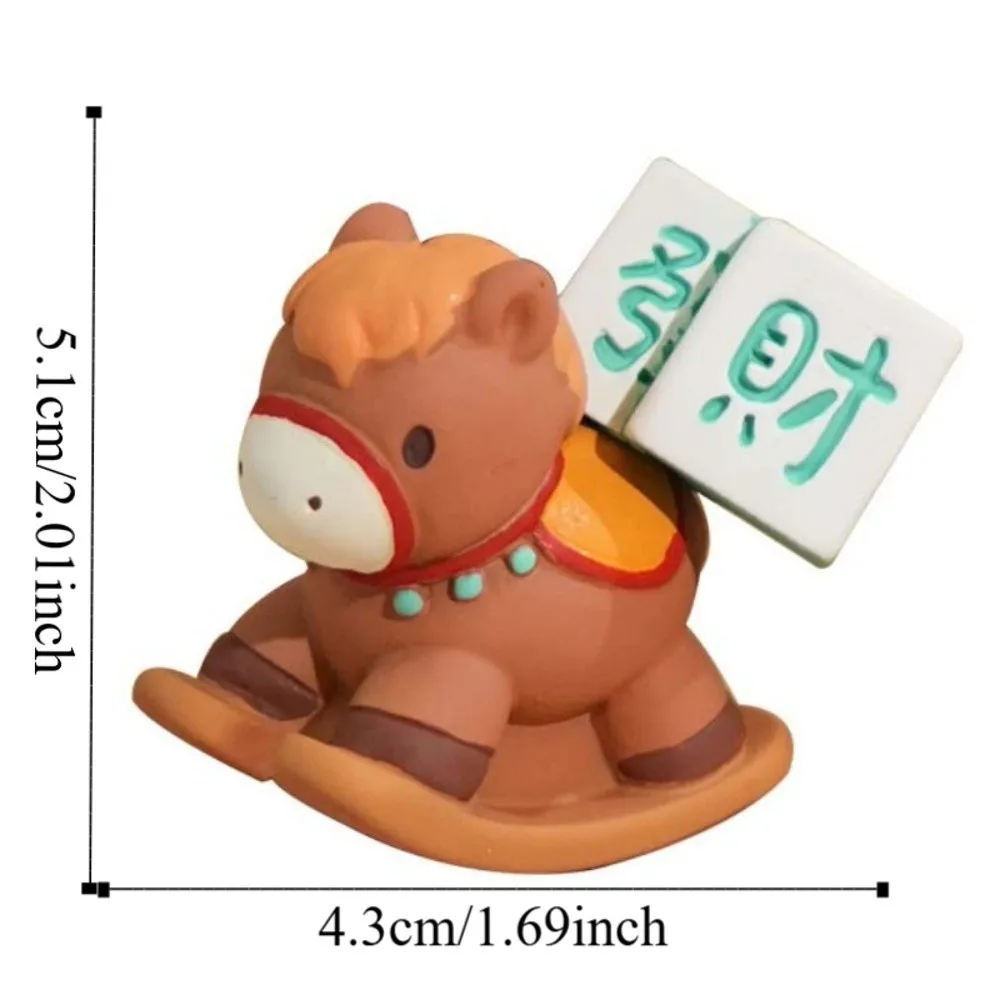 Cartoon 2026 Horse Year Mascot Ornaments Cute Fortune Zodiac Horse Figurines Lifelike Resin Horse Figures Ornament