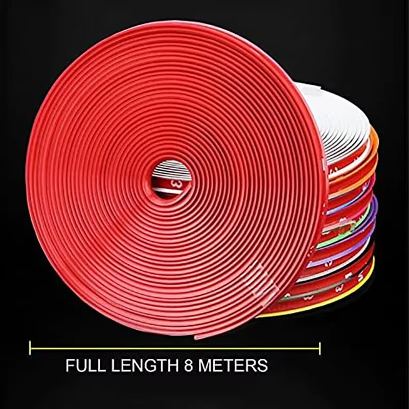8 Meters Car Tire Rim Decor Protection Strips Wheel Edge Anti-Scratch Guard Rings Universal Sedan SUV Truck Wheel Styling Parts