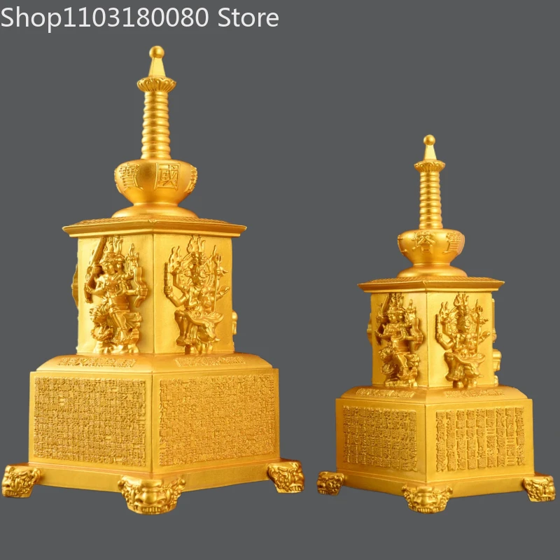 Copper brass King Renwang Protects the Country Prajnaparamita Sutra Stupa pagoda sculpture,34cm,26cm