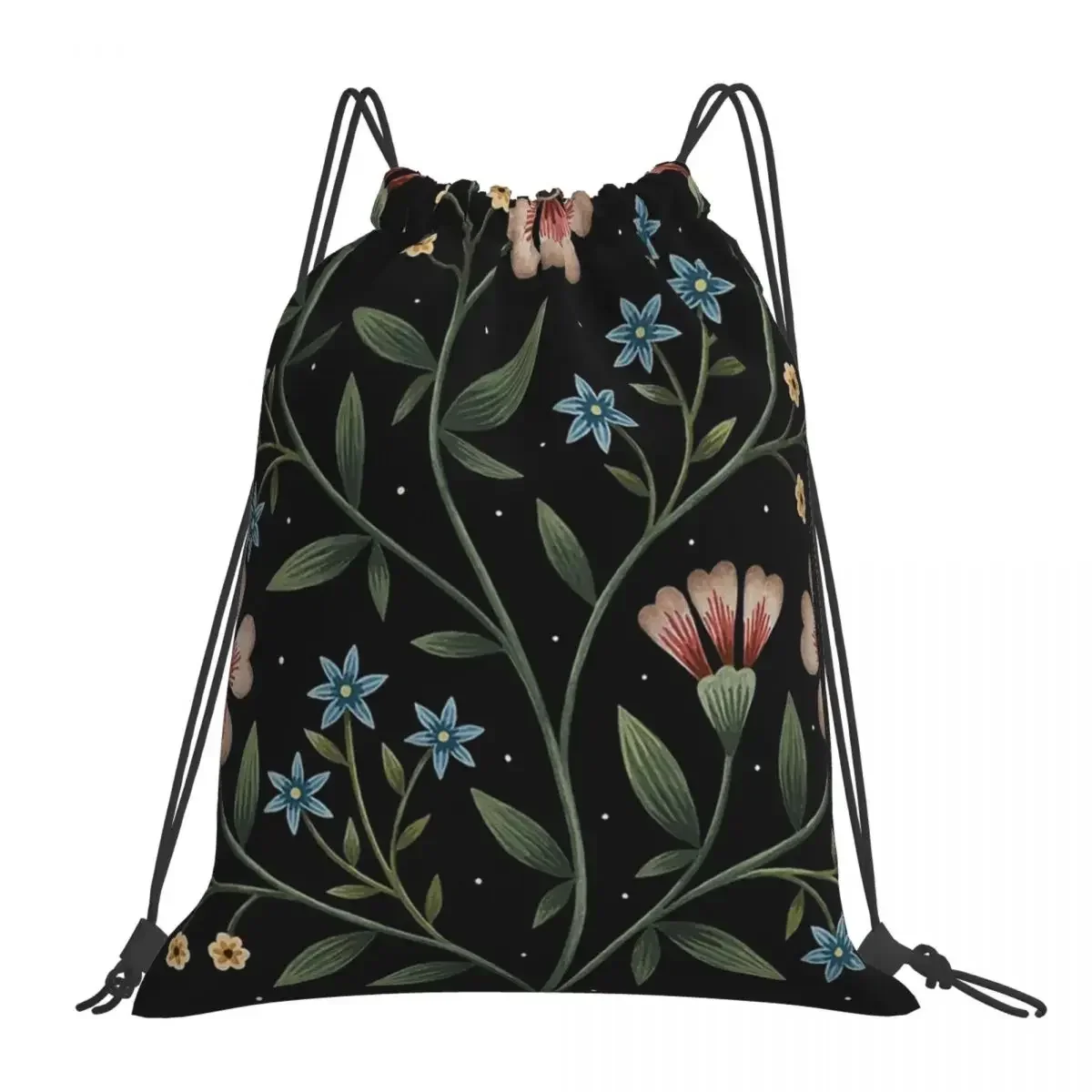 Flowers In The Night Backpacks Fashion Portable Drawstring Bags Drawstring Bundle Pocket Sports Bag BookBag For Travel Students