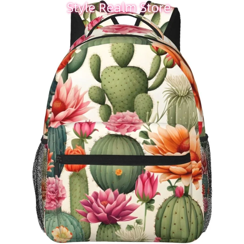 

laptop bag back to school Cute Cactus Flower Lightweight Laptop Backpack Lightweight Multipurpose Travel Casual Daypack Unisex C