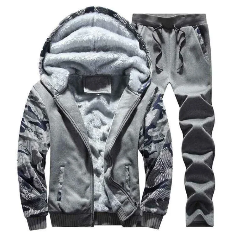 Plus Size 5XL Tracksuit Men Fashion Winter Warm Mens Set Fleece Track Suits Casual Men Clothing Male Sets 5XL