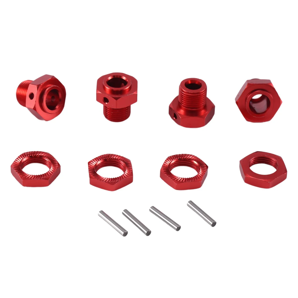 Metal 17mm Wheel Hex Hub Adapter with Nut for Arrma 1/10 4S KRATON Outcast RC Car Upgrade Parts,Red