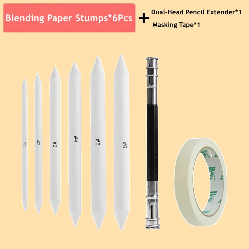 Mischen von Stümpfen und Tortillions, Papierkunstmixer, Schleifpapier, Bleistiftspitzer, Zeiger für Künstler, Kohle, Skizzen, Zeichenwerkzeuge