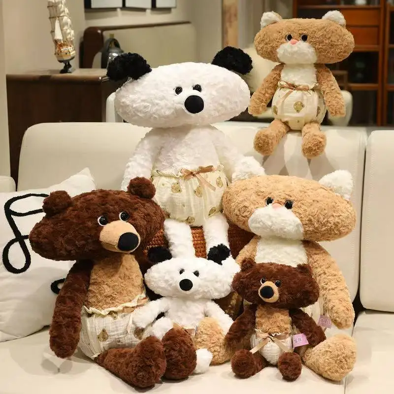 ตุ๊กตาซีรีส์สัตว์เลี้ยงสีขาว แมว หมีสีน้ำตาล รุ่นใหม่ล่าสุด น่ารัก ตุ๊กตาผ้าพลัฌ ของเล่นตุ๊กตาการ์ตูนอนิเมะน่ารัก หมอน ของขวัญวันเกิดสำหรับเด็ก