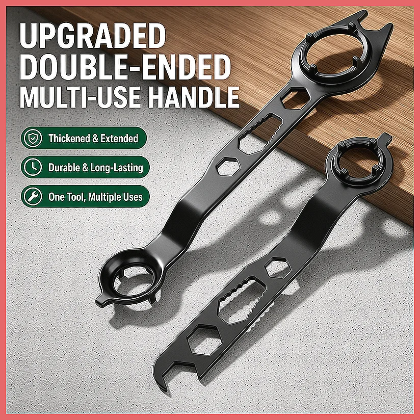 4-Prong Angle Grinder Wrench, Double-Ended 4-Hole Thickened Flange Removal Tool, Multi-Function Adjustable Spanner for Grinde