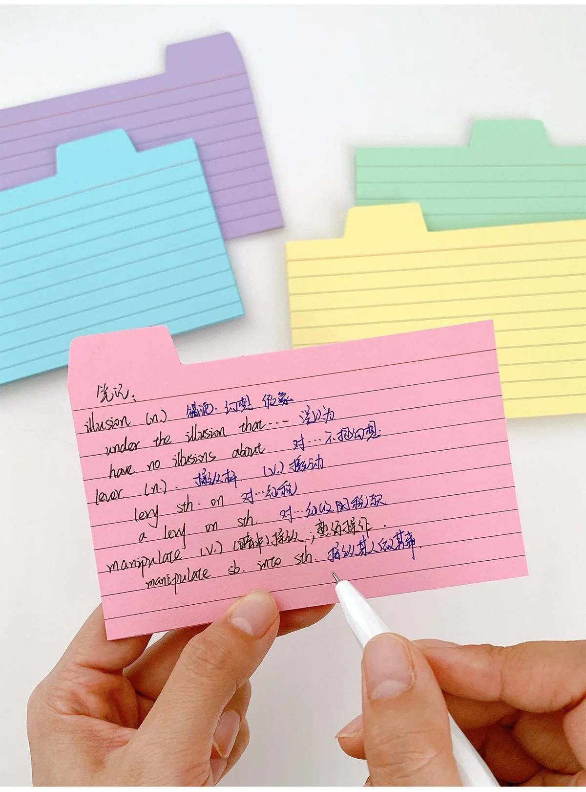 50 Stück Index-Etikettenpapier mit Laschen – 5 Farben, 7,6 x 12,5 cm (2,99 x 4,92 Zoll), 220 g/m2 dick, doppelseitig beschreibbar für einfaches Sortieren – Detail 6