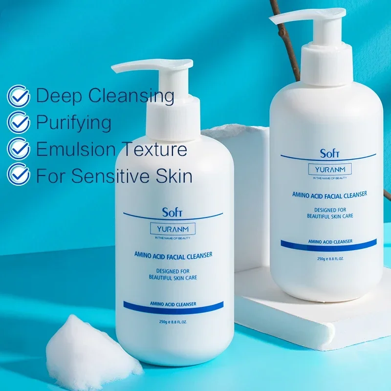 250g Face Wash Amino Acid Cleansing Moisturizing Facial Cleaner Oil Control Pore Shrinking Deep Clean Whitening Skin Care
