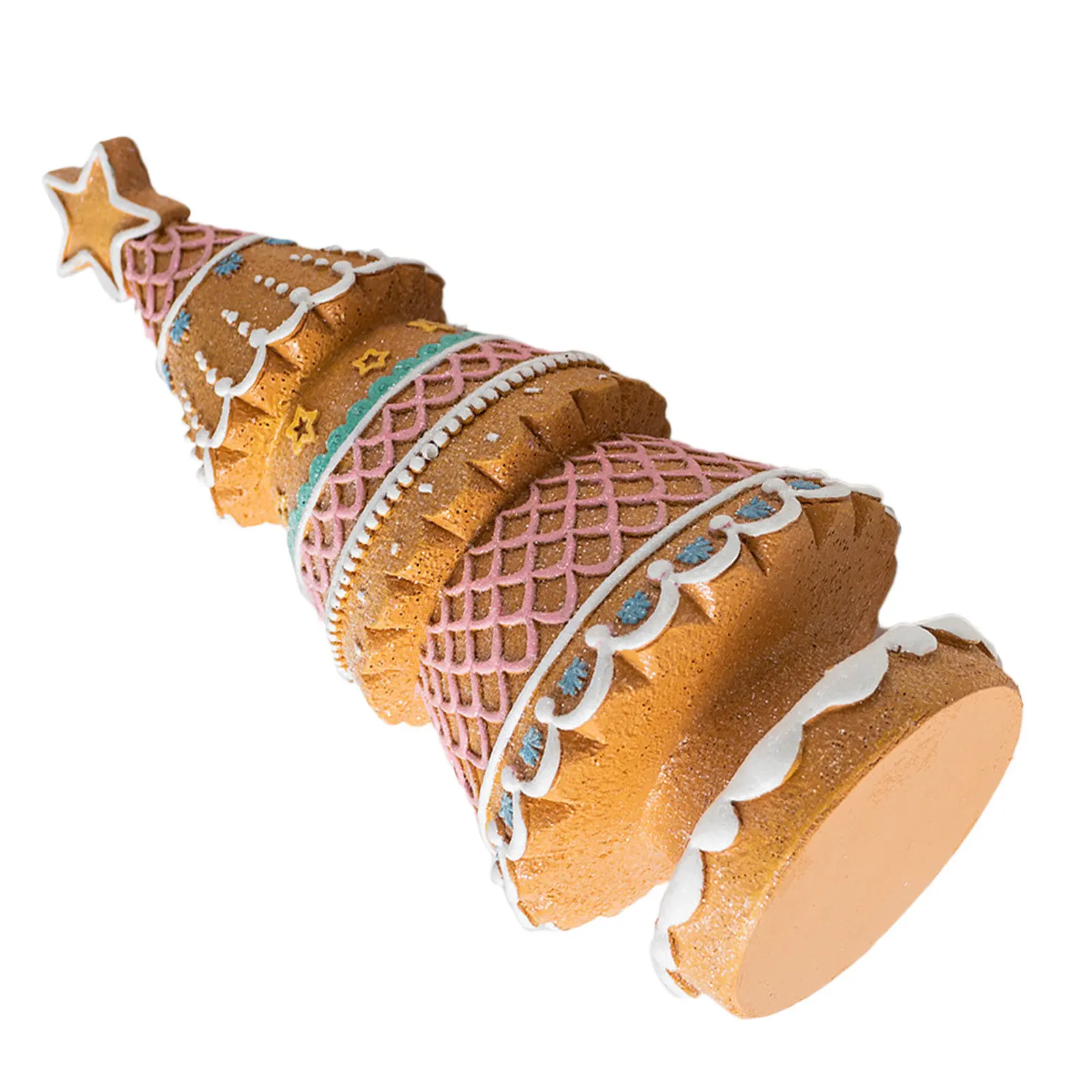 Gingerbread Cookie Tree Figurine Resin Gingerbread Tower Christmas Tree Statue Ornaments Mantel Candy Cake Tower Miniatures