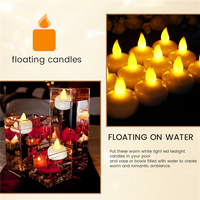 AWAH 24 Pack Waterproof Flameless Floating Tealights, Warm White Battery Flickering Led Tea Lights Candles - Wedding, Party, Cen
