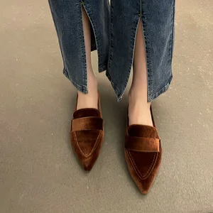 Luxury Women Velvet Moccasins Fashion pointed to and moccasins ladies 2023 Spring New Rox 10 Main Sales Mocassim Female Elegant - №8