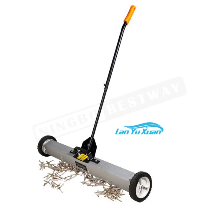 24 Inches Hand Push Small Wheeled Rolling Cleaning Magnetic Road Floor Sweeper