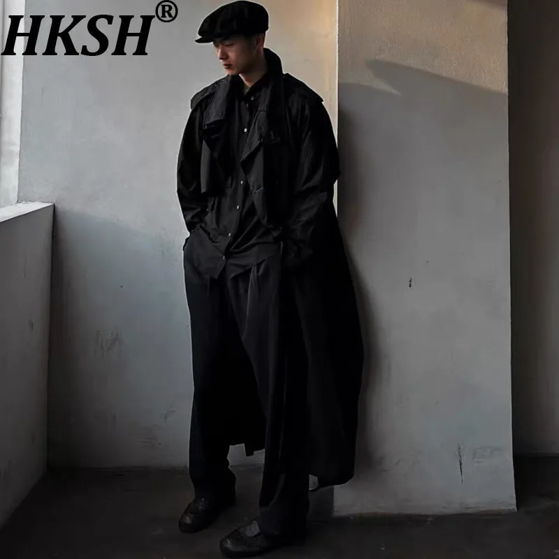 HKSH Spring Autumn New Men Tide Dark Chic Ins Fashion Vintage Rayon Yamamoto Style Shirt Gothic Japanese Long Shirts Y2K HK27046