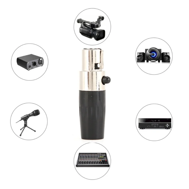 5pcs 4-Core Female Plug Mini XLR Audio Microphone Connector