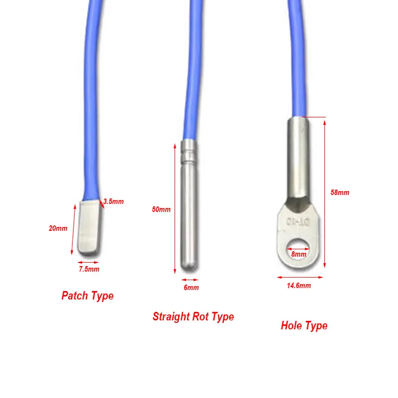 1PC DS18B20 Waterproof Temperature Probe Stainless Steel Sealed Silicone Wire with Straight Patch and Mounting Hole Options