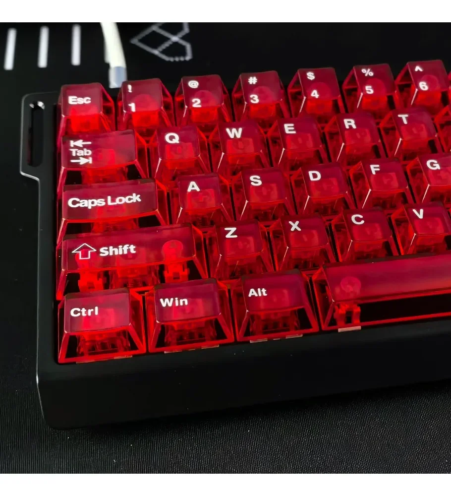 2027 New Red Clear Keycap Transparent Cherry Profile Engraving Adapts to MX Gaming Mechanical Keyboard Customization