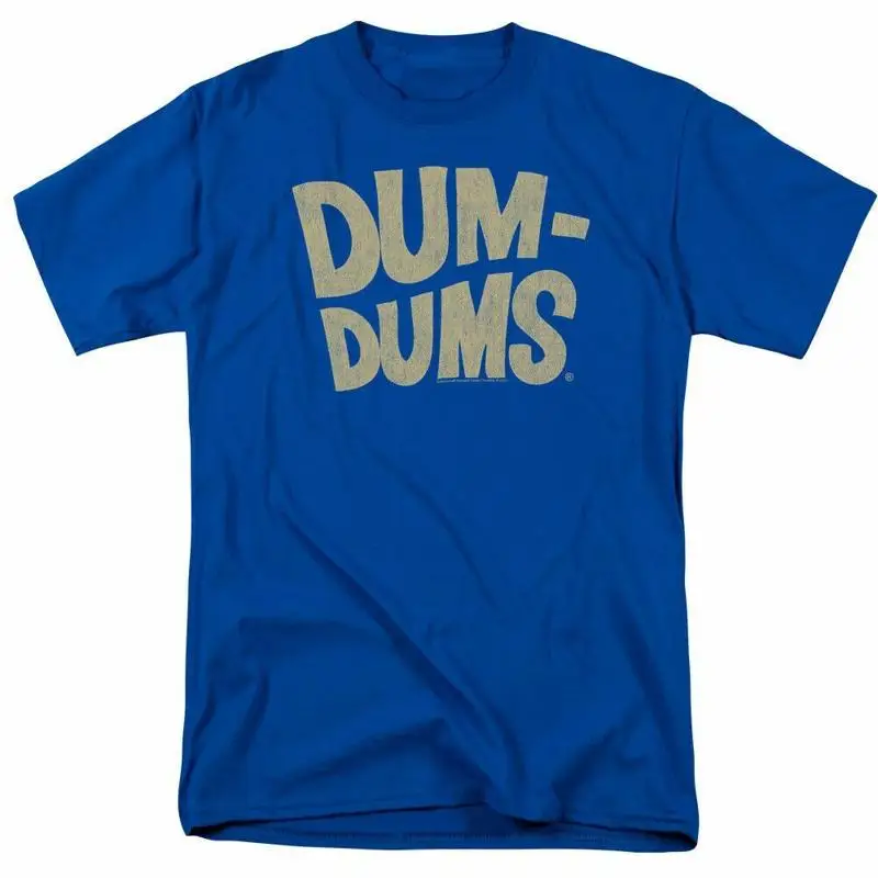 Camiseta con Logo desgastado de Dum Dums para hombre con licencia Sucker Lollipop Candy Royal Blue