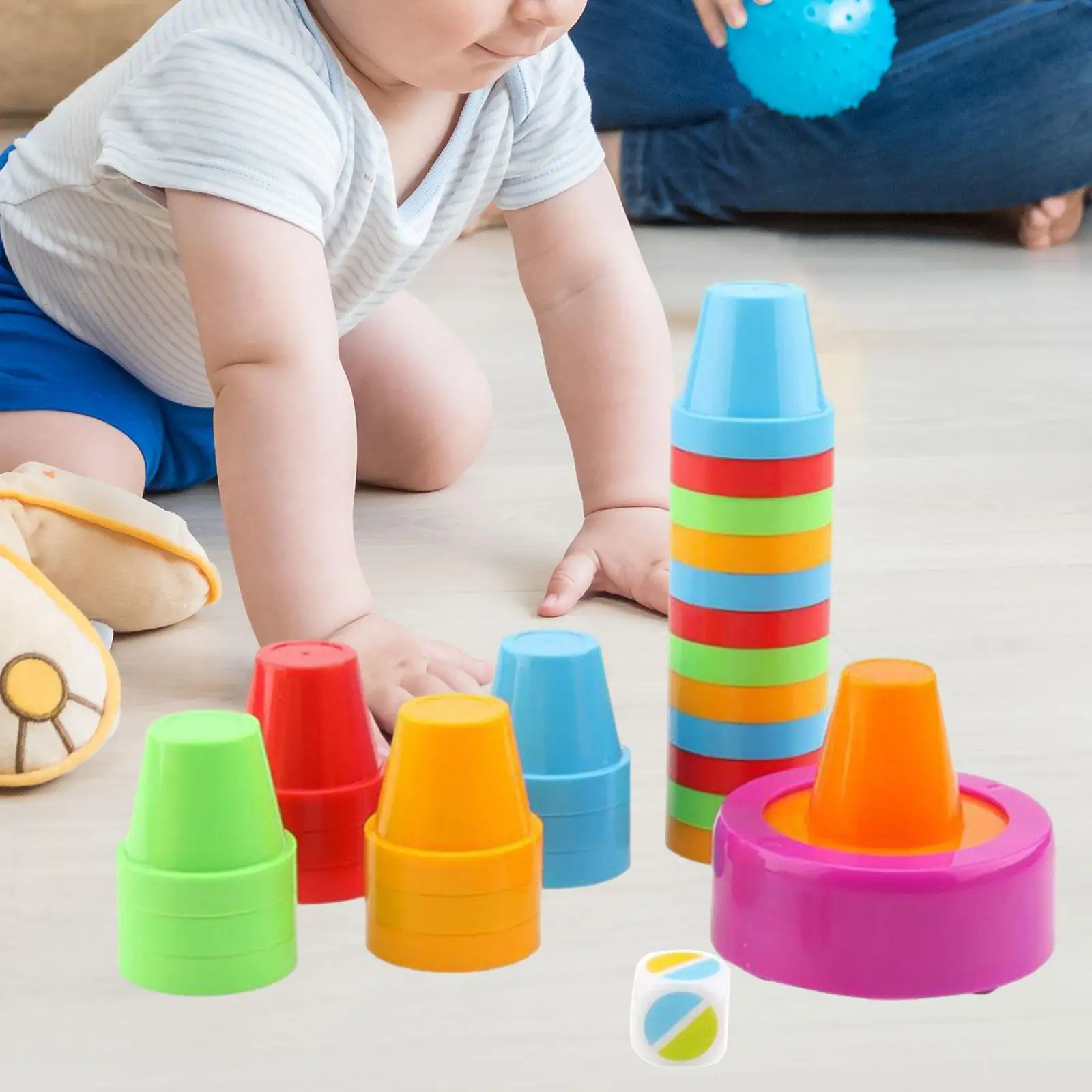 Tasse à empiler pour bébé de 0 à 3 ans, 24 pièces, reconnaissance des couleurs Montessori, capacité pratique, tasses empilables, jouets de tri