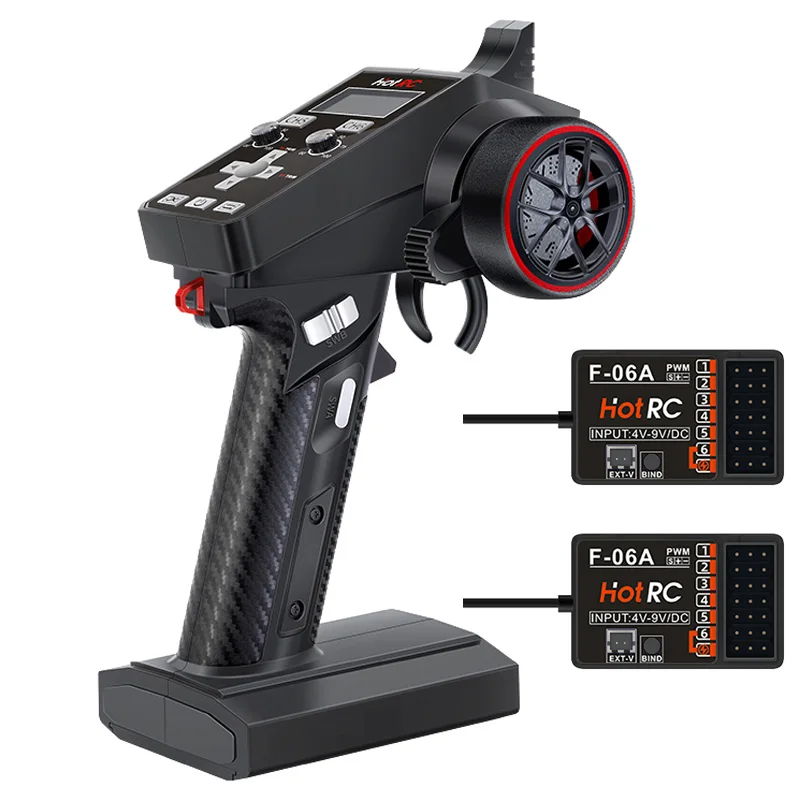 Hotrc CT-6A 6CH RC Zender 2,4 GHz Afstandsbediening Radiosysteem met F-06A Ontvanger voor RC Auto Boot Tank