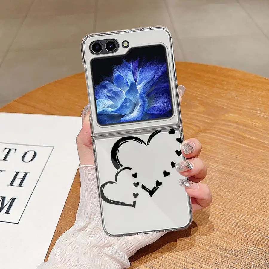 Phone Cover Case for Samsung Galaxy Z Flip 8 Flip7 FE Flip5 Flip3 Z Flip 7 6 5 4 3 Flip6 Flip4 Double Hearts
