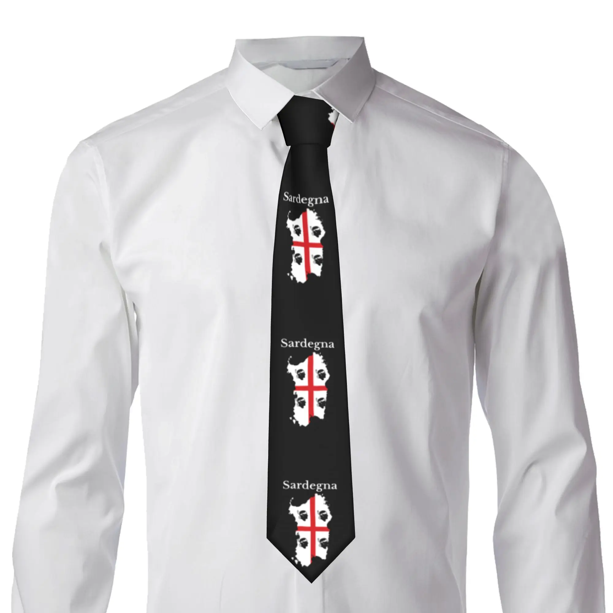 Classic Sardinia Flag Map Neckties Men Silk Italy Italia Flag Party Tie