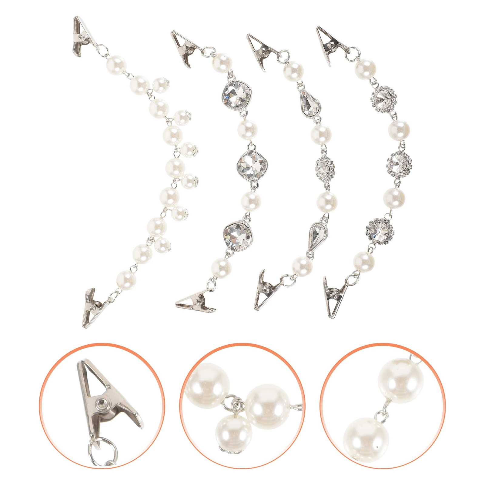 

4pcs Vintage Sweater Pearl Clips Delicate Coat Brooch Buckles Elegant Shawl Clips Durable Fashion Clothing Accessories For Party
