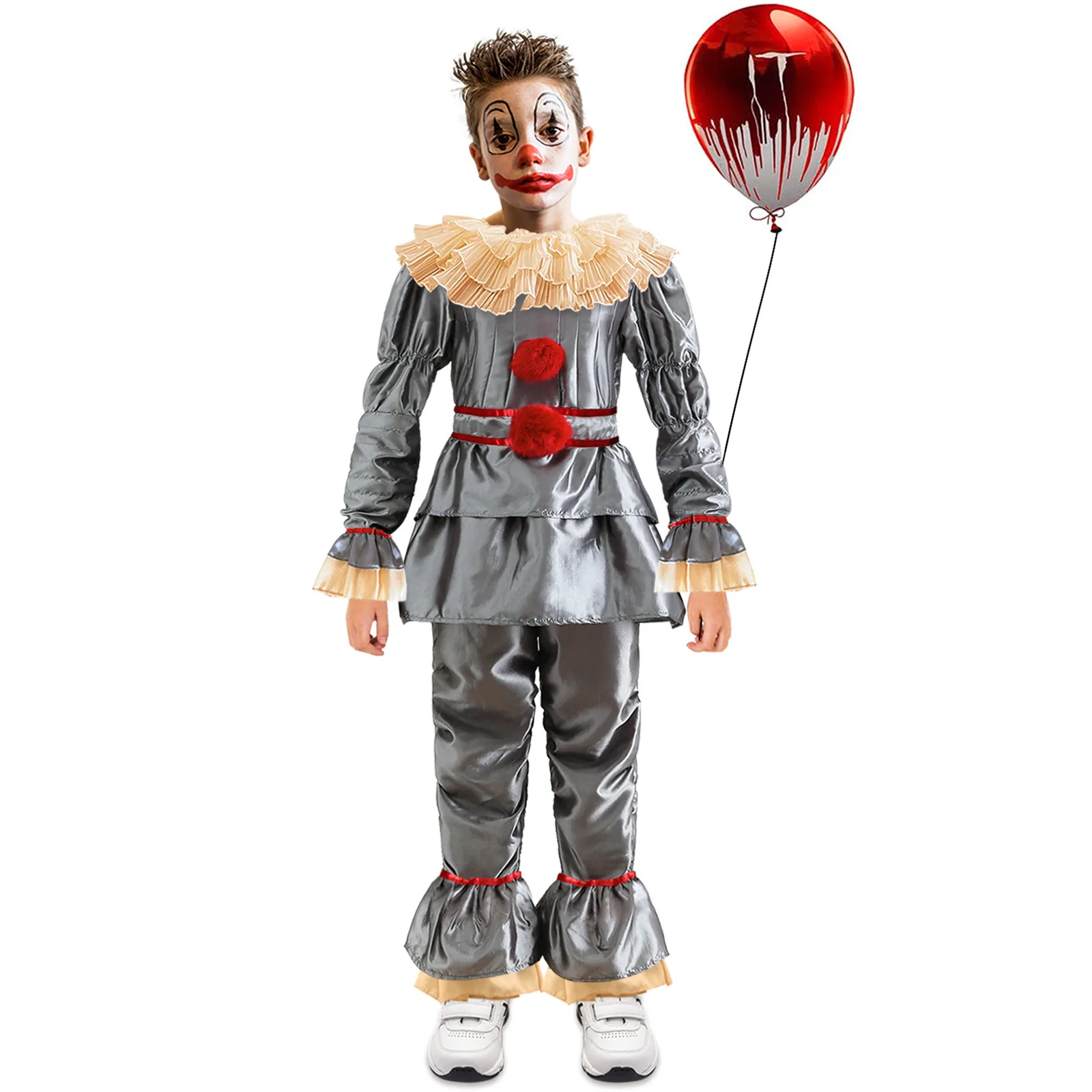 

Kids Joker Pennywise Cosplay Halloween Costume Clown Cos Outfit for Carnival or Party Boys Girls