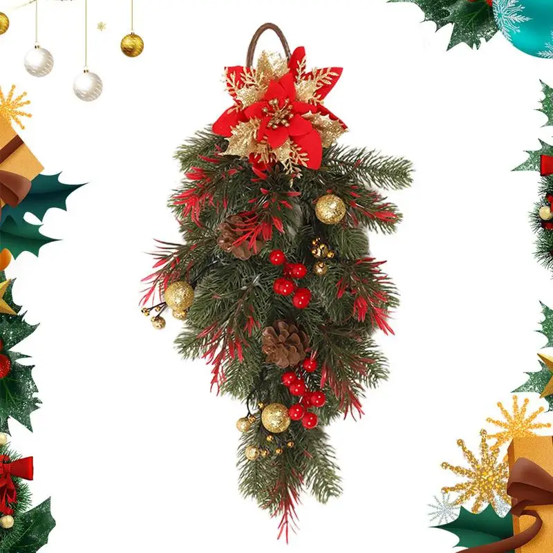 

Christmas Wreaths Upside Down Tree Door Christmas Teardrop Swag Create A Christmas Mood Perfect For Door Wall Fireplace Stairs