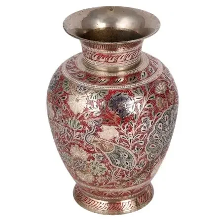 Handmade Traditional Brass Red Antique Flower Vase Pot Outdoor Display Garden And Outdoor Party Decoration Gift Items