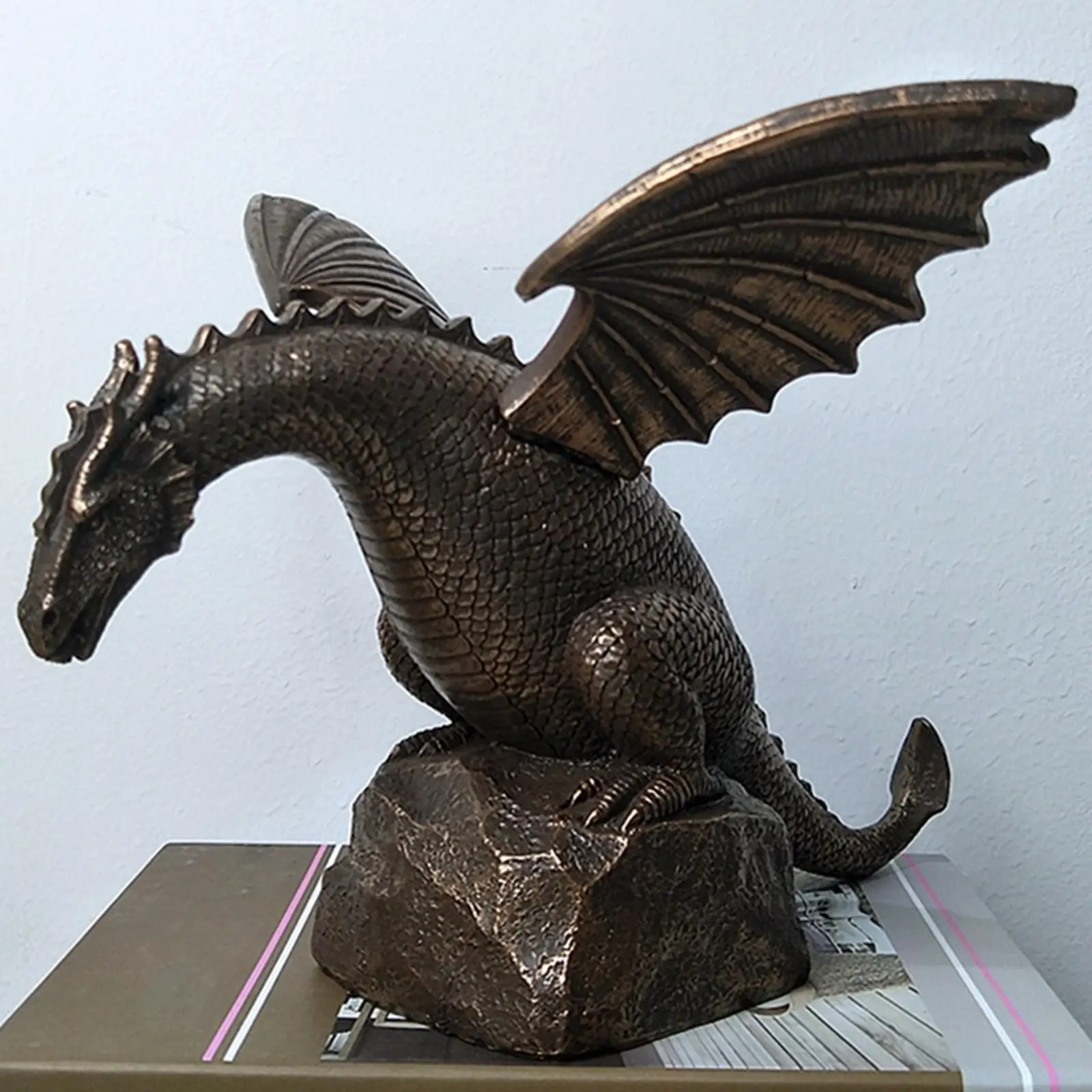 Garden Fountain Dragon Statue Sculpture Waterscape Flowerbed Home Decor