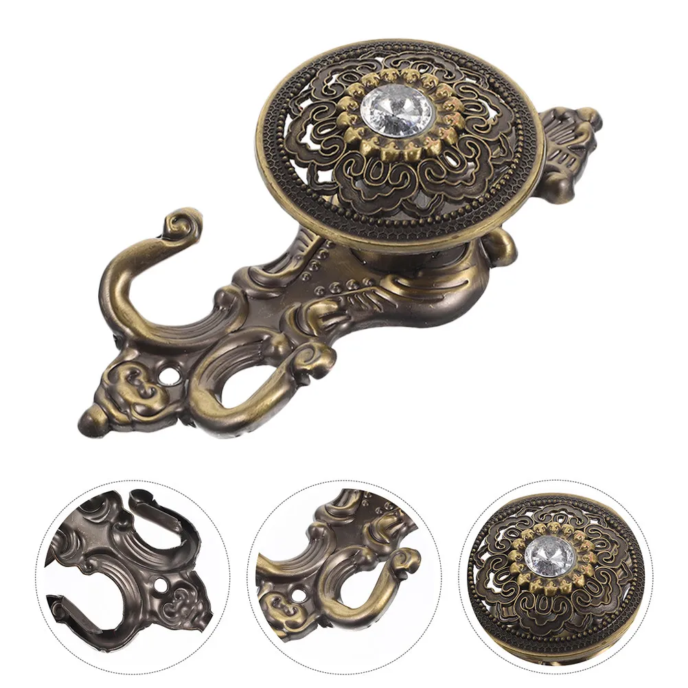 

4Pcs Water Drill Curtain Hooks Decorative Alloy Vintage Wall-Mounted Curtain Holdbacks Tiebacks for Shower Window Bedroom Living