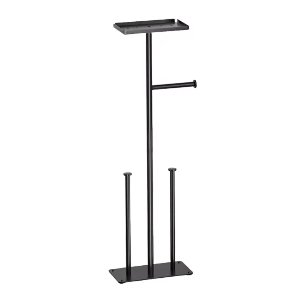 

Stainless Steel Floor Standing Toilet Roll Holder With Toilet Brush Storage Tray Included Toilet Brush And Paper Stand
