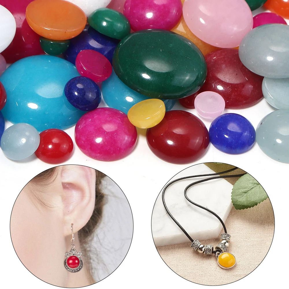 5/10pcs 4-25mm Natural Stone Round Gemstones Beads Cabochon Colorful Jade Half Round  DIY Ring Earrings Necklace Jewelry Making
