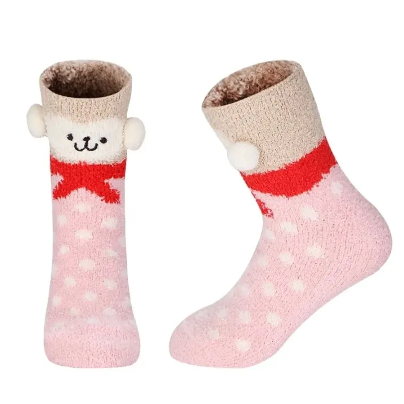 Fluffy Short Socks Women Fuzzy Winter Ladies Floor Warm Plush Comfy Cartoon Animal Funny Cute Kawaii Slippers Sock Designer