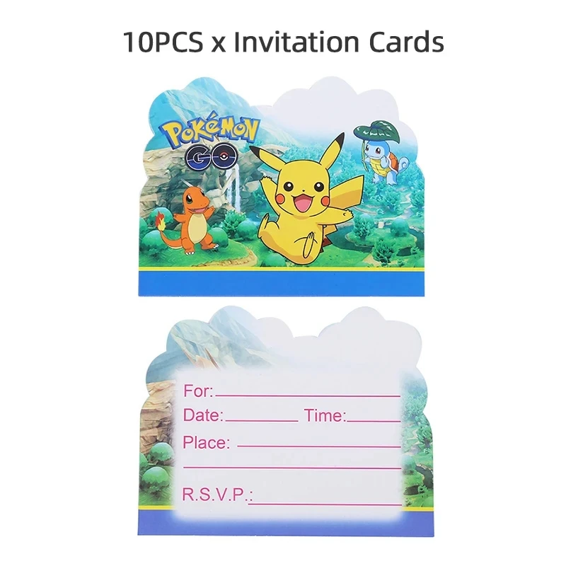 Pokemon Pikachu Theme Birthday Party Tableware Set Pokemon Party Decorations Banner Plates Balloons Kids Party Supplies Toy Gift