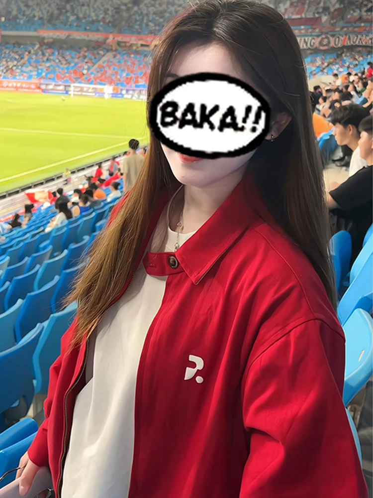 

American Sle ort Red Jaet Men's Baseball Collar Zipper Closure Anti-Wrinkle Straight Tube pe Polyester Fiber Jaet