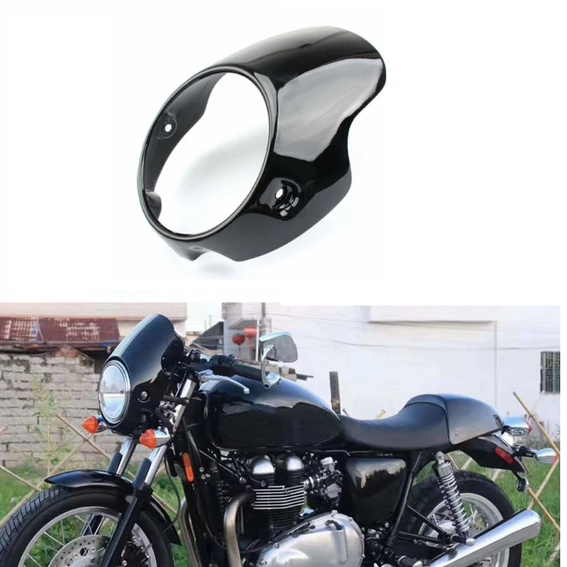 

WO-Motorcycle Headlight Fairing Mask Cowl For Triumph BONNEVILLE T100 T120 SE Thruxton 900 Scrambler 2001-2019 Gloss Black