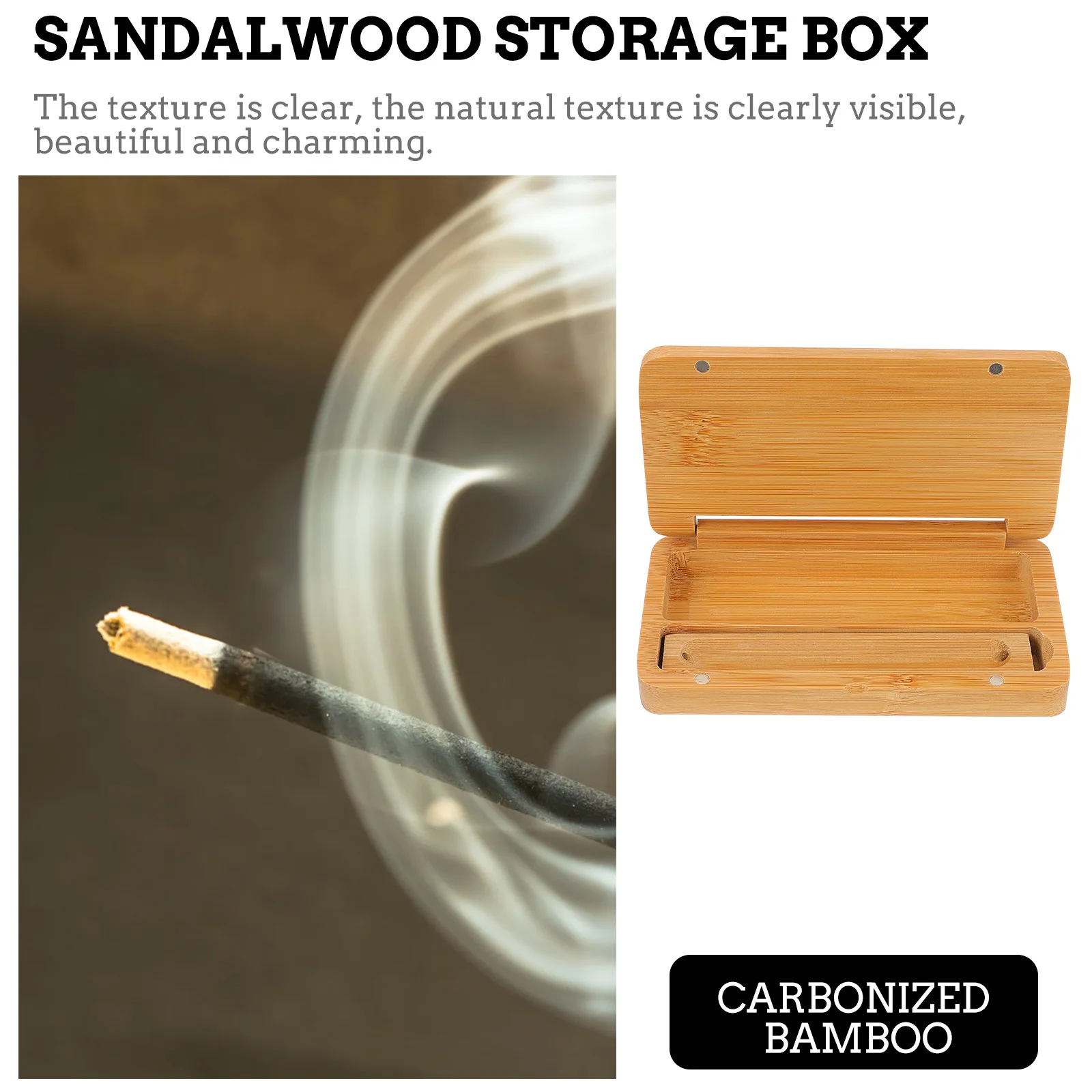 

Sandalwood Incense Stick Box Portable Storage Container Lightweight High Density Exquisite Grinding Clear Natural