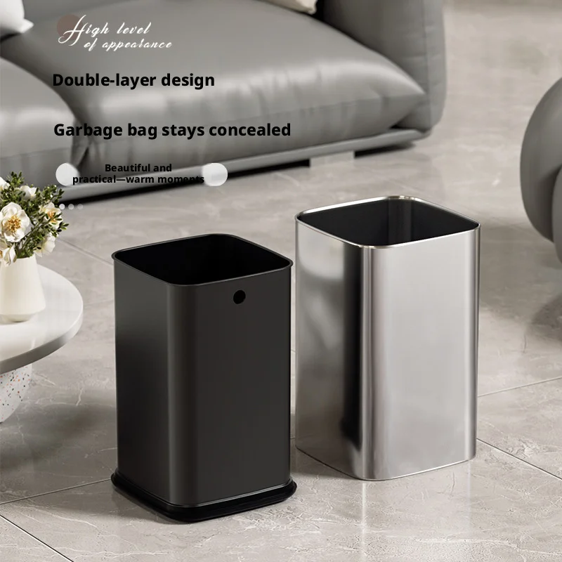 Double-layer Stainless Steel T - đánh giá và giá Home Bathroom Trash Can