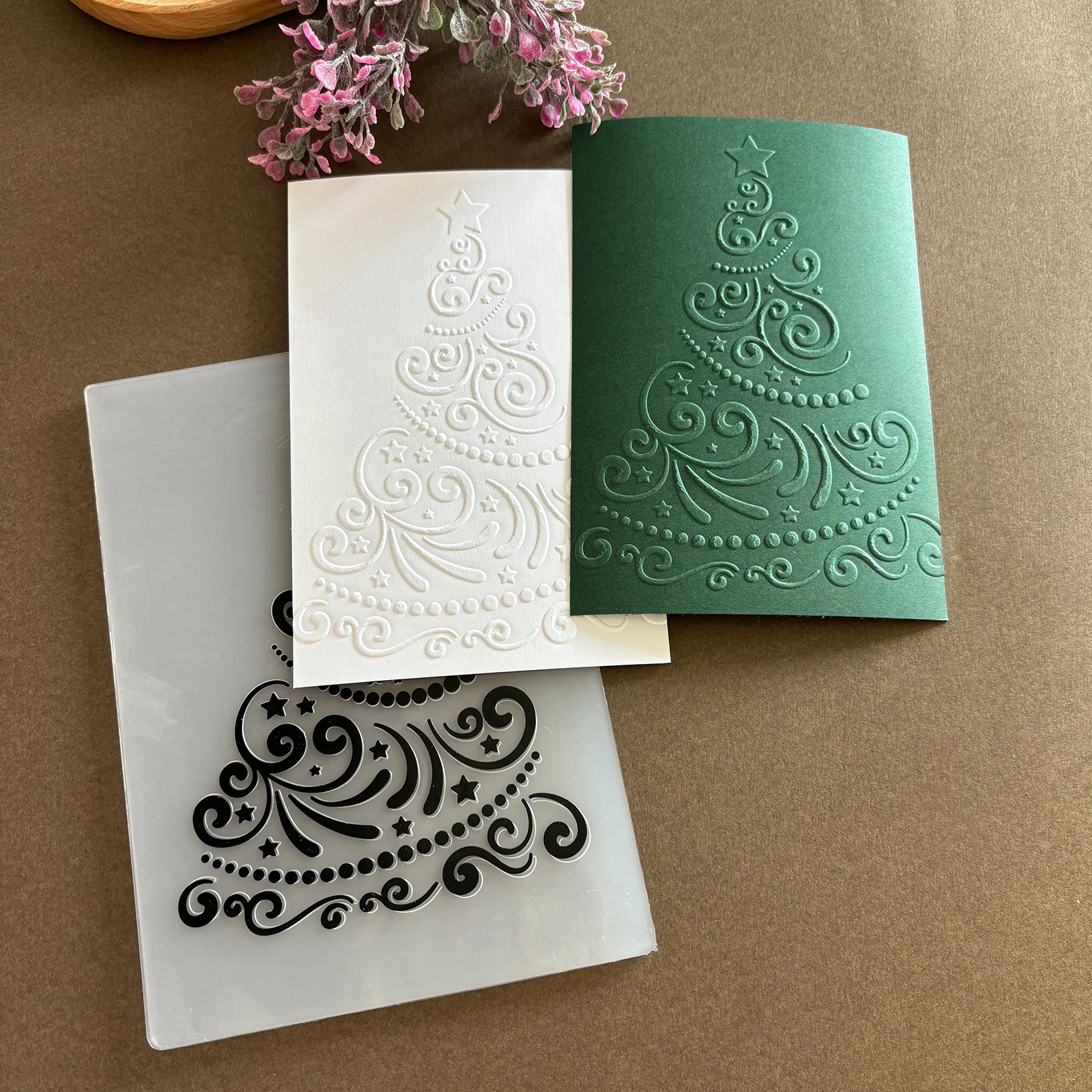 

New Christmas Star Tree Embossed Folder - Transparent Plastic Handmade Template, Suitable for DIY Handicrafts, Collage - Classic