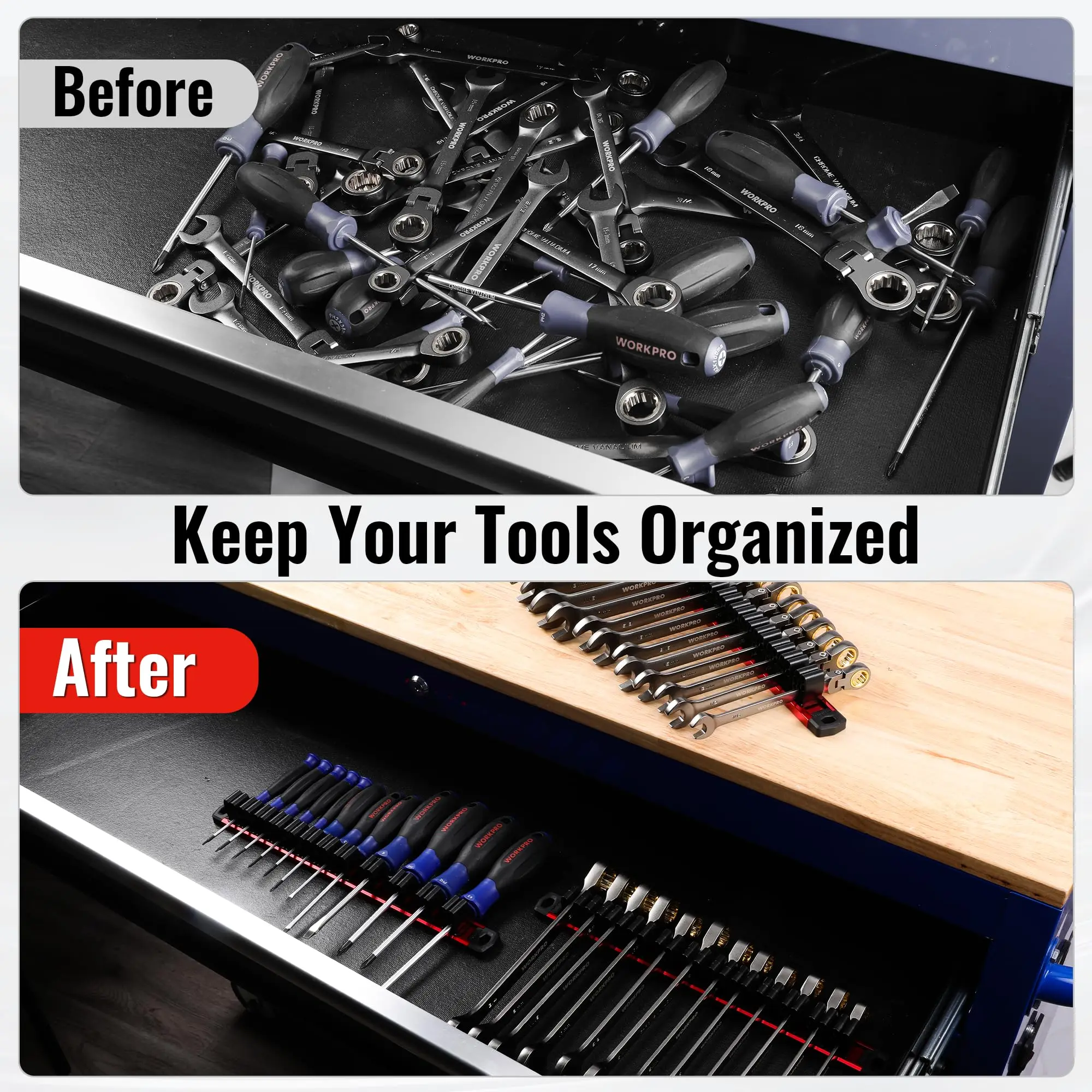 Magnetic Screwdriver Organizer and Wrench Organizer, Aluminum Rail Magnetic Tool Organizer, Tool Holder, Toolbox Organization, 1