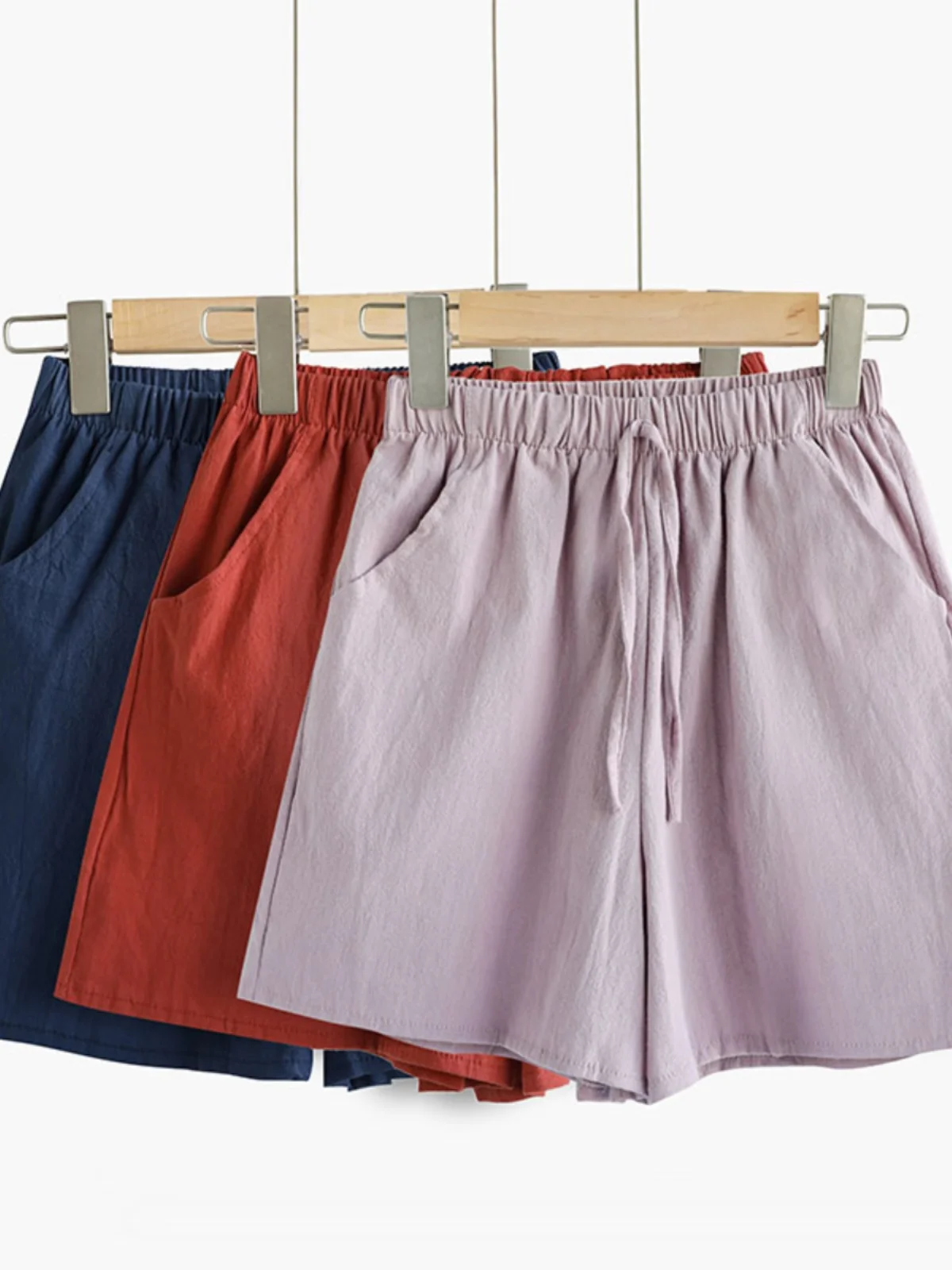 Cotton Linen Short Pants Women\'s Spring Summer New Style Casual High Waist Wide Leg Pants Home Sleepwear Five-Point Pants